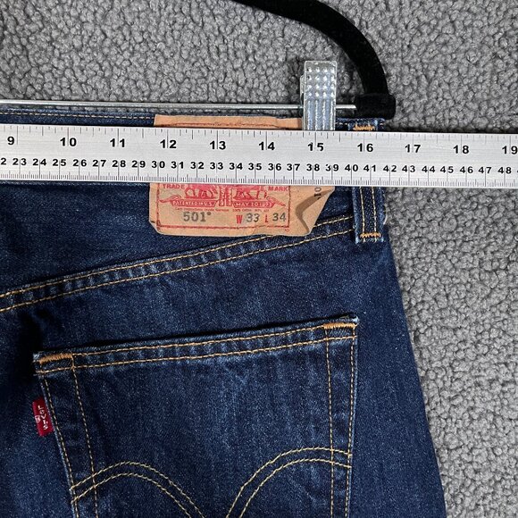 Levi's 501 Straight Leg Button Fly Jeans - Men's Size 33*33 - Blue - Picture 4 of 7